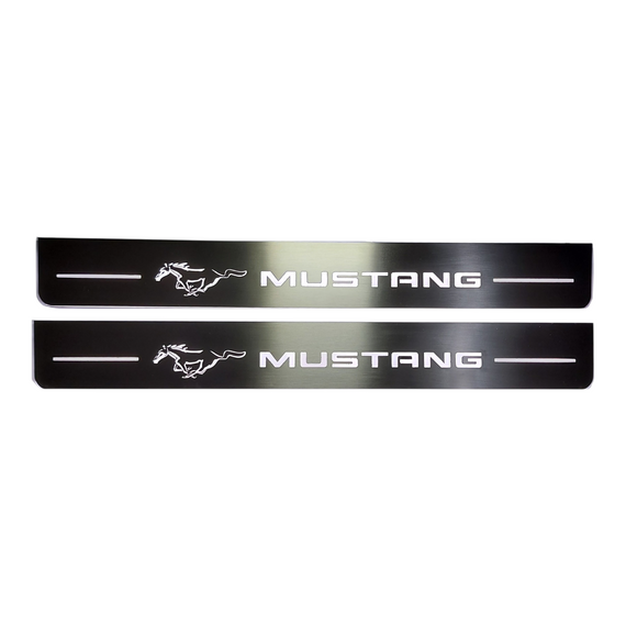 LED door sills made of polished stainless steel FORD MUSTANG 6 2015+