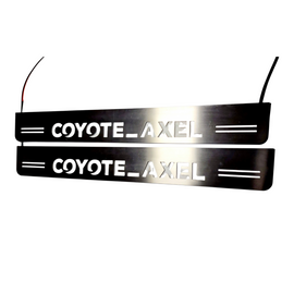 Premium Stainless steel door sills with matte black rubber with backlight Ford Mustang Coyote Axel  2pcs.