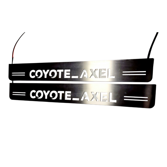Premium Stainless steel door sills with matte black rubber with backlight Ford Mustang Coyote Axel  2pcs.
