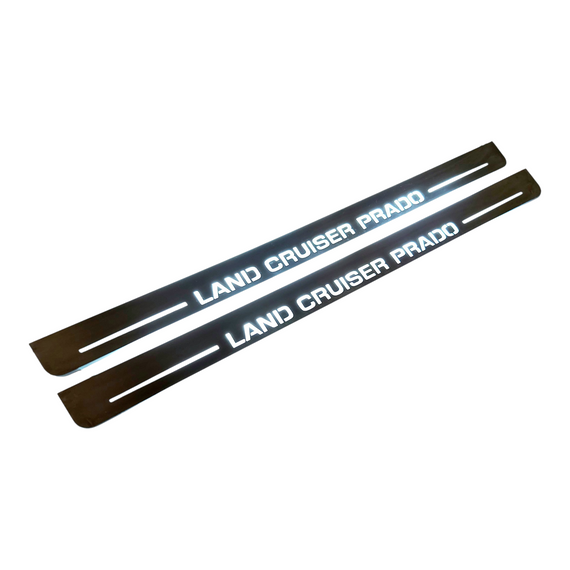 LED door sills made of polished stainless steel Toyota Land Cruiser Prado 120 (2002-2009) inscription Land Cruiser Prado 4 PCS.