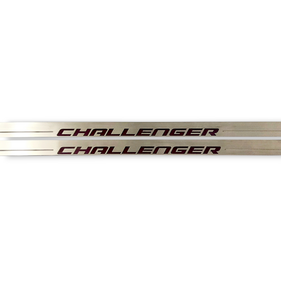 LED door sills made of polished stainless steel Dodge Challenger 2008-2023