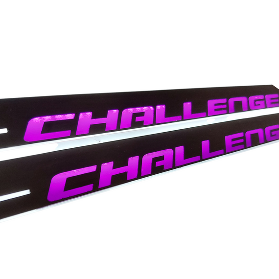 Premium Stainless steel door sills with matte black rubber with backlight Dodge Challenger 2008-2023