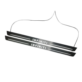 Premium Stainless steel door sills with matte black rubber with backlight Infiniti Coupe G37 2pcs.