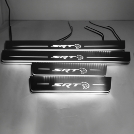 LED door sills made of polished stainless steel Dodge Charger iscription SRT logo Hellcat 2015 2023
