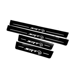 Premium Stainless steel door sills with matte black rubber with backlight Dodge Charger 2015-2023 inscription SRT logo Hellcat SRT