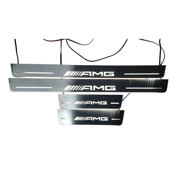 Led door sills made of polished stainless steel Mercedes -Benz W (2015-2019) inscription AMG 4 PCS.