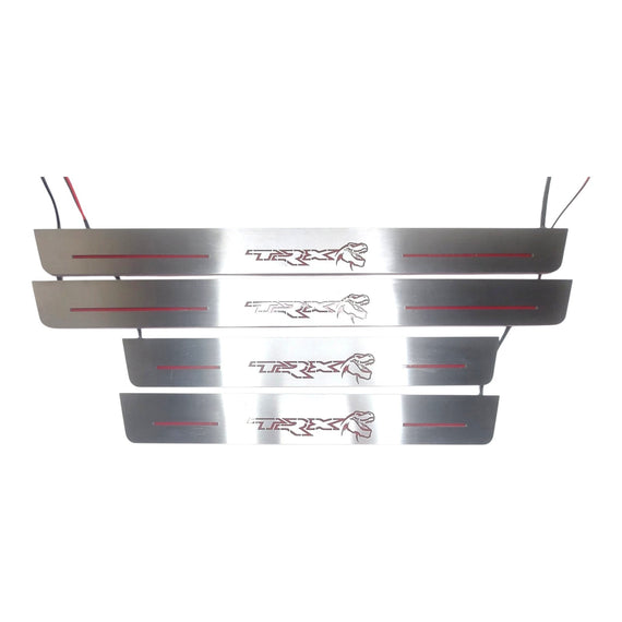 LED door sills made of polished stainless steel Dodge RAM 1500 logo TRX 4 PCS
