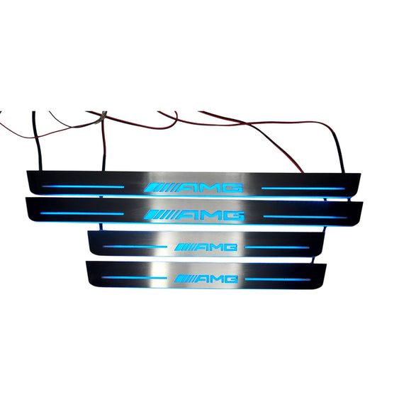 Led door sills made of polished stainless steel Mercedes -Benz C-Class W203: Sedan 2000-2007 inscription AMG 4 PCS.
