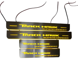 LED door sills made of polished stainless steel Jeep Grand Cherokee WK2 2011-2021 inscription Track Hawk Supercharger 4 PCS.