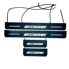 Premium Stainless steel door sills with matte black rubber with backlight FORD EDGE 2 (2015-2024) 4 PCS.
