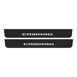 Premium Stainless steel door sills with matte black rubber with backlight Chevrolet Camaro 5