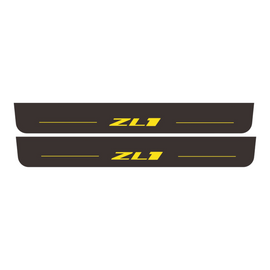 Premium Stainless steel door sills with matte black rubber with backlight Chevrolet Camaro 6 ZL1 tip2