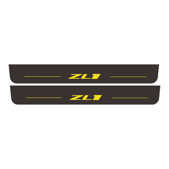 Premium Stainless steel door sills with matte black rubber with backlight Chevrolet Camaro 6 ZL1 tip2