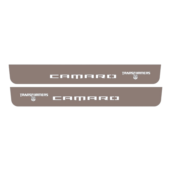 LED door sills made of polished stainless steel  Cevrolet Camaro 5 2009-2015 Transformers logo Autobot