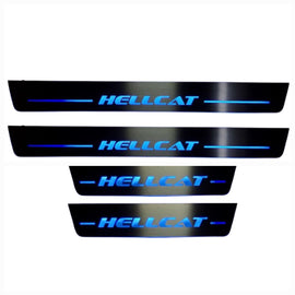 Premium Stainless steel door sills with matte black rubber with backlight Dodge Charger Hellcat 2015+