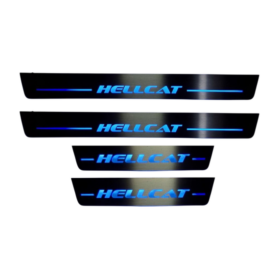 LED door sills made of polished stainless steel Dodge Charger Hellcat 2015+