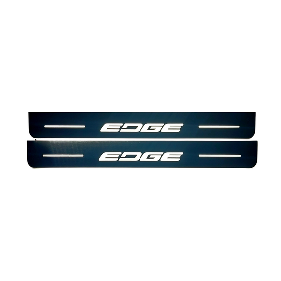 Premium Stainless steel door sills with matte black rubber with backlight FORD EDGE 2 (2015-2024) 2 PCS.