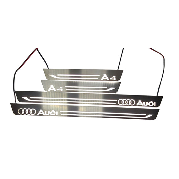 LED door sills made of polished stainless steel Audi A4 B6 & B7 (2000-2008)/Audi A4 (B8) 2007—2015