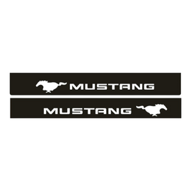 Premium Stainless steel door sills with matte black rubber with backlight Ford Mustang 6