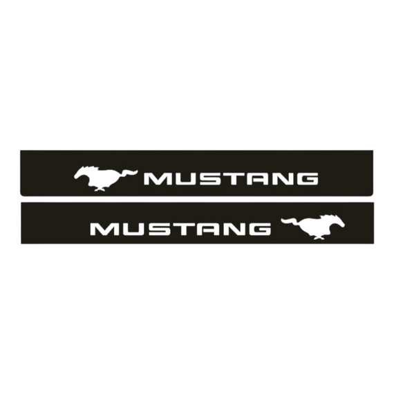 Premium Stainless steel door sills with matte black rubber with backlight Ford Mustang 6