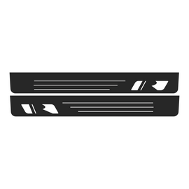 Premium Stainless steel door sills with matte black rubber with backlight Ford Mustang logo ROUSH 2pcs.