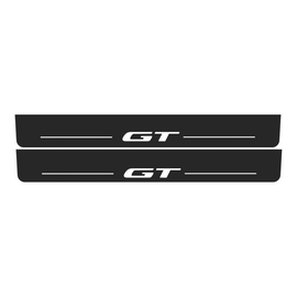 Premium Stainless steel door sills with matte black rubber with backlight Ford Mustang logo GT 2pcs.