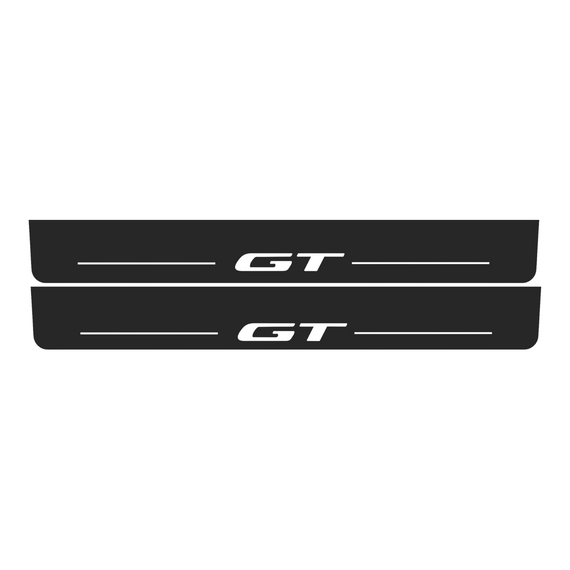 Premium Stainless steel door sills with matte black rubber with backlight Ford Mustang logo GT 2pcs.