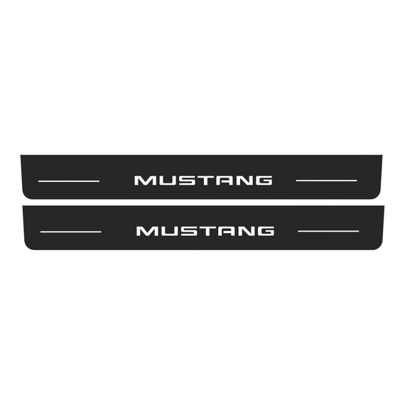 Premium Stainless steel door sills with matte black rubber with backlight Ford Mustang 2pcs.
