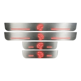 LED door sills made of polished stainless steel Dodge Charger logo Hellcat 4 PCS.