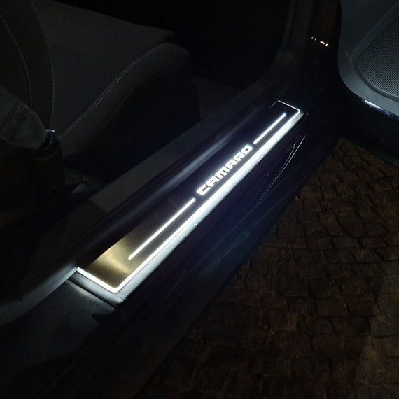 LED door sills made of polished stainless steel Chevrolet Camaro 6  2015+ 2 pcs included