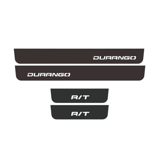 Premium Stainless steel door sills with matte black rubber with backlight Dodge Durango R/T