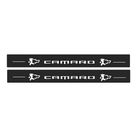 Premium Stainless steel door sills with matte black rubber with backlight Chevrolet Camaro 6