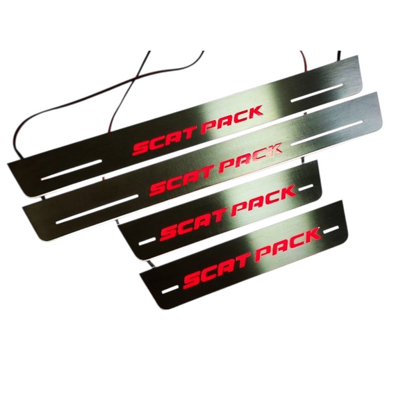 LED door sills made of polished stainless steel Dodge Charger Scat pack 2015+