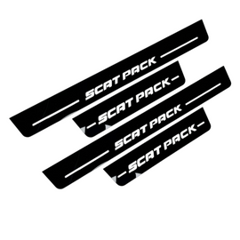 Premium Stainless steel door sills with matte black rubber with backlight Dodge Charger 2015+ Scat Pack