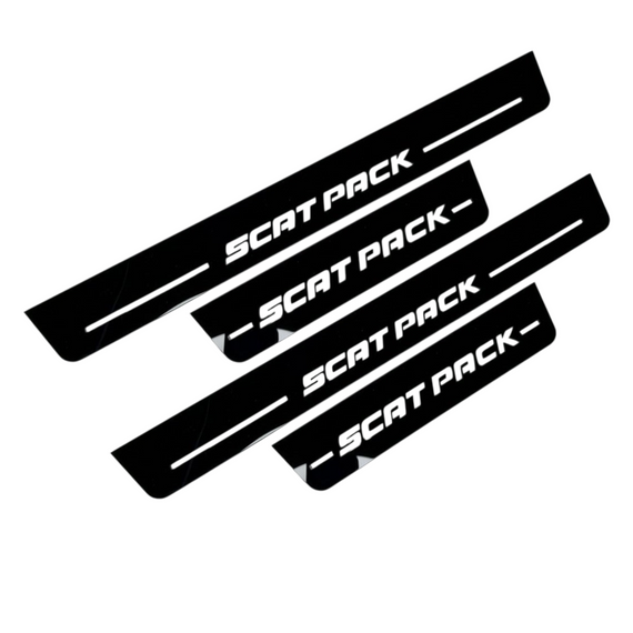 Premium Stainless steel door sills with matte black rubber with backlight Dodge Charger 2015+ Scat Pack