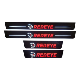 Premium Stainless steel door sills with matte black rubber with backlight Dodge Charger SRT Hellcat 2022-2023 inscription Redeye logo Hellcat