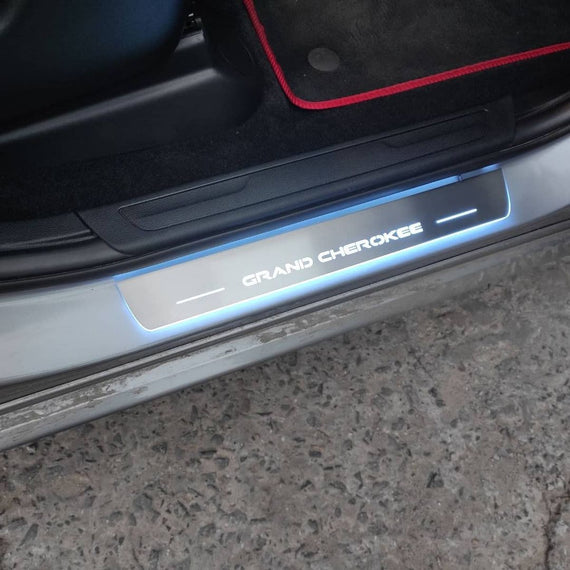 LED door sills made of polished stainless steel Jeep Cherokee KL 2014-2023 inscription Jeep Cherokee 4 PCS.