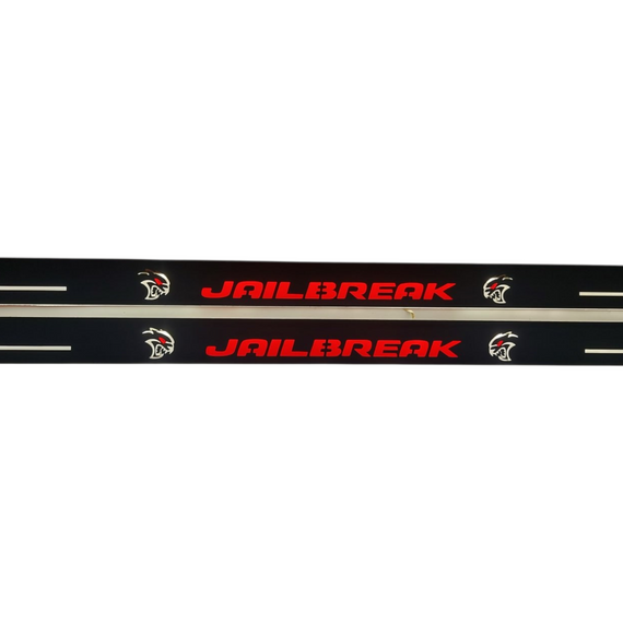 Premium Stainless steel door sills with matte black rubber with backlight Dodge Challenger SRT Hellcat Jailbreak 2022+
