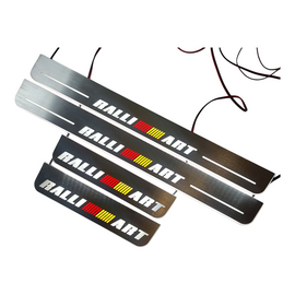 LED door sills made of polished stainless steel Mitsubishi Lancer X 2007-2016 inscription Ralli Art
