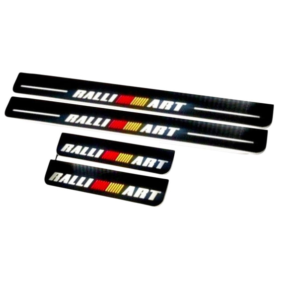Premium Stainless steel door sills with matte black rubber with backlight Mitsubishi Lancer Evolution X RALLIART 2008/2015 insriprion RalliArt 4ps