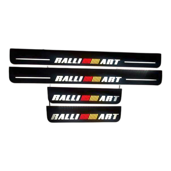 Premium Stainless steel door sills with matte black rubber with backlight Mitsubishi Lancer Evolution X RALLIART 2008/2015 insriprion RalliArt 4ps