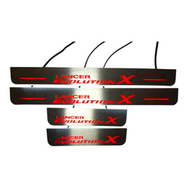 LED door sills made of polished stainless steel Mitsubishi Lancer Evolution X 2007-2016 insription Lancer Evolution X 4 PCS.