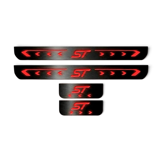 Premium Stainless steel door sills with matte black rubber with backlight FORD Fiesta (2013-2017) 4 pcs.