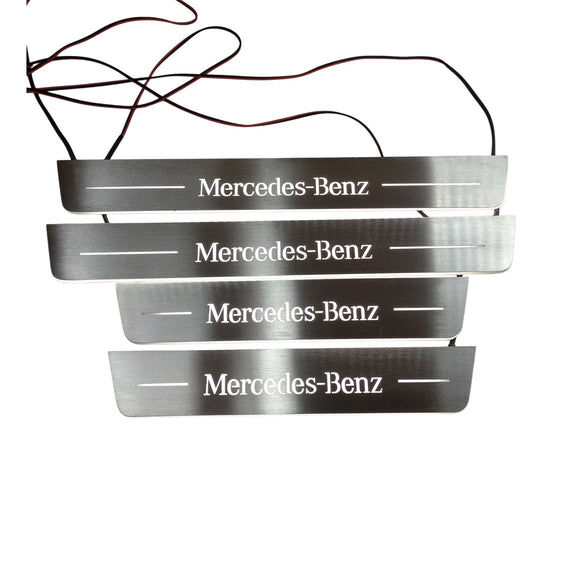 Mercedes-Benz S-Class LED Door Sill Plates (1998–2005), 4-Piece Stainless Steel Set