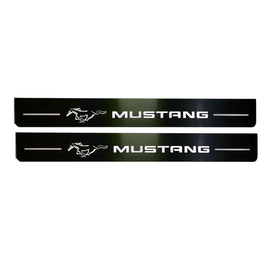 Premium Stainless steel door sills with matte black rubber with backlight Ford Mustang  6 2015+