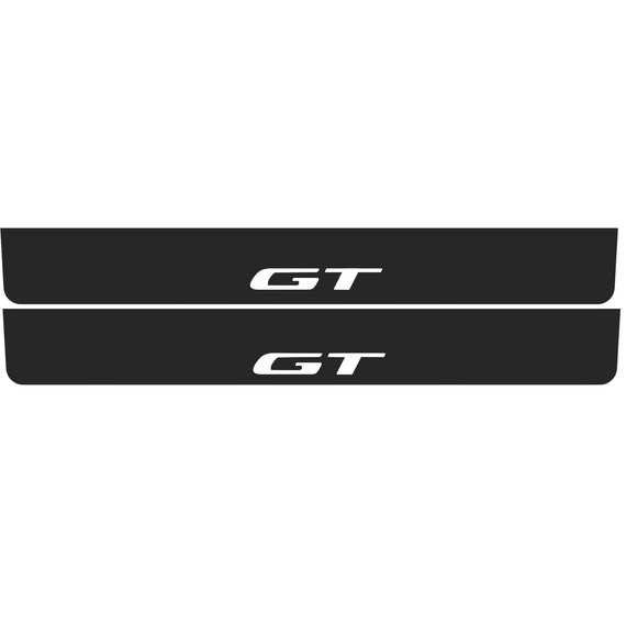 Premium Stainless steel door sills with matte black rubber with backlight Ford Mustang logo GT