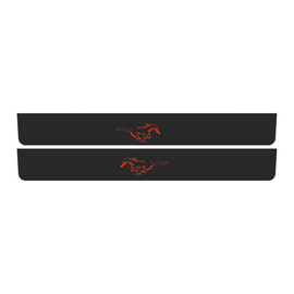 Premium Stainless steel door sills with matte black rubber with backlight Ford Mustang 2pcs.