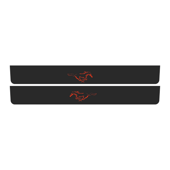 Premium Stainless steel door sills with matte black rubber with backlight Ford Mustang 2pcs.