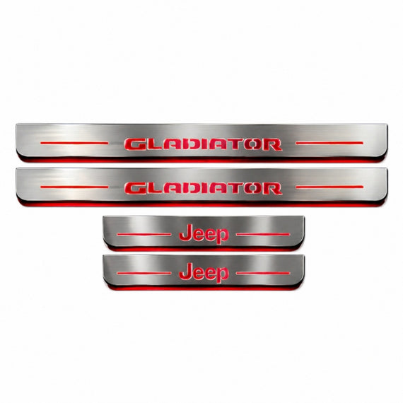 LED door sills made of polished stainless steel Jeep Gladiator 2018+ inscription Gladiator 4 PCS.