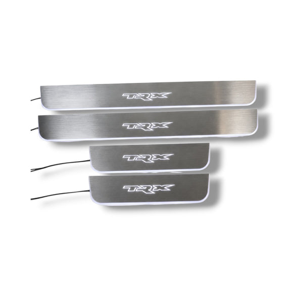LED door sills made of polished stainless steel Dodge RAM 1500 logo TRX 4 PCS